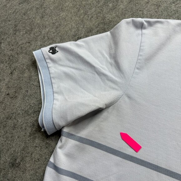 Greyson Polo Shirt Men L Blue Striped Golf Performance Stretch - Picture 4 of 13